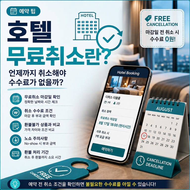 호텔 무료취소 조건과 취소 수수료 확인 방법