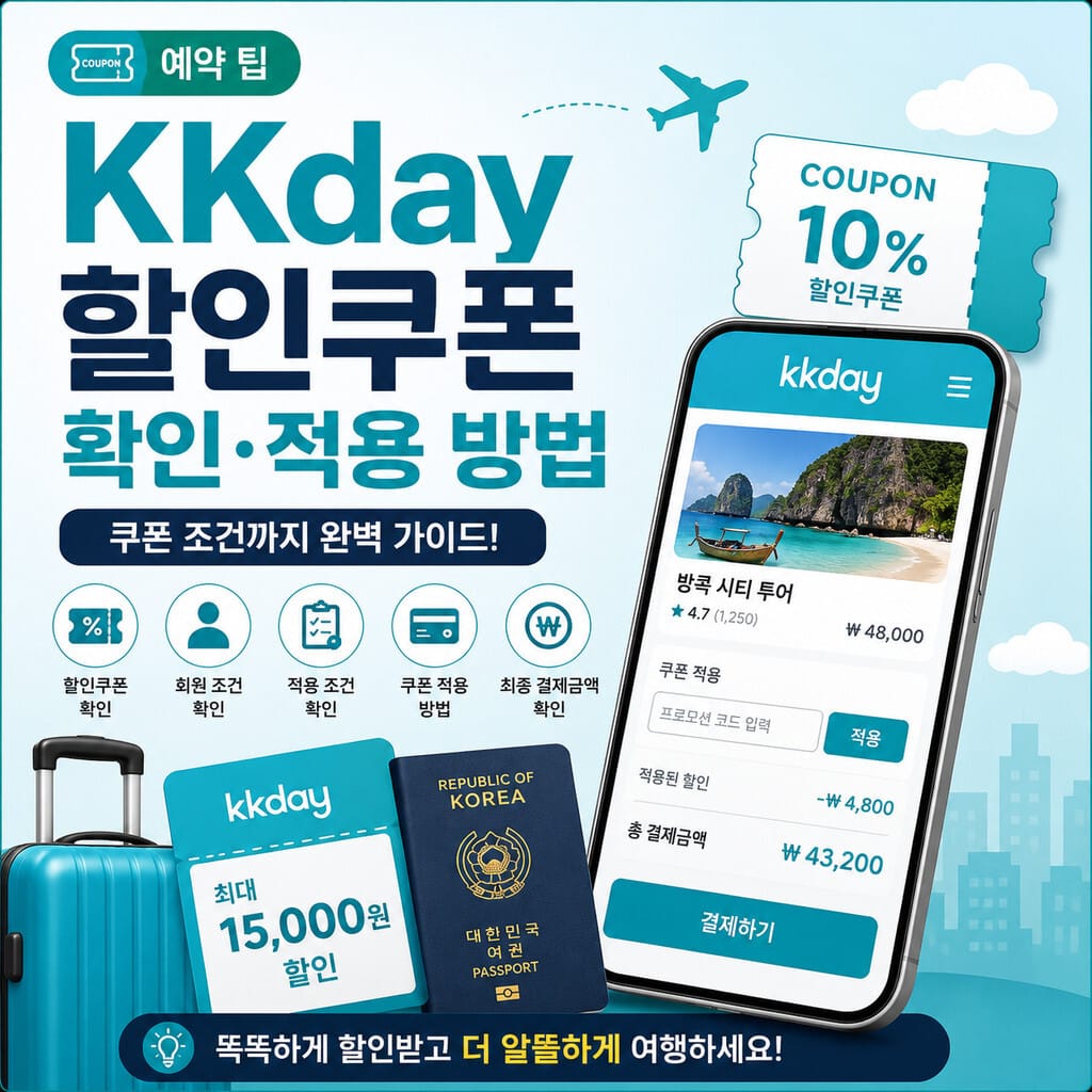 KKday 할인쿠폰 확인과 쿠폰 적용 방법