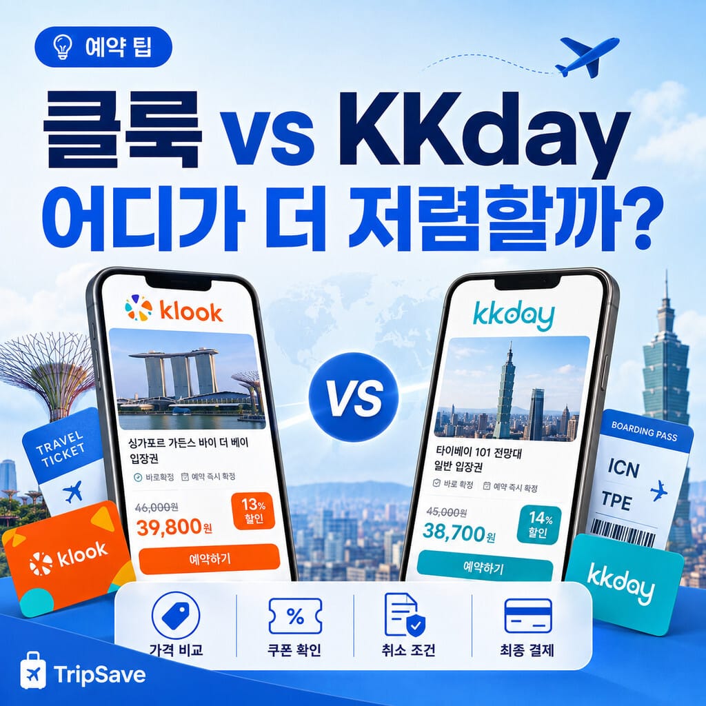 클룩 vs KKday 가격과 쿠폰 비교
