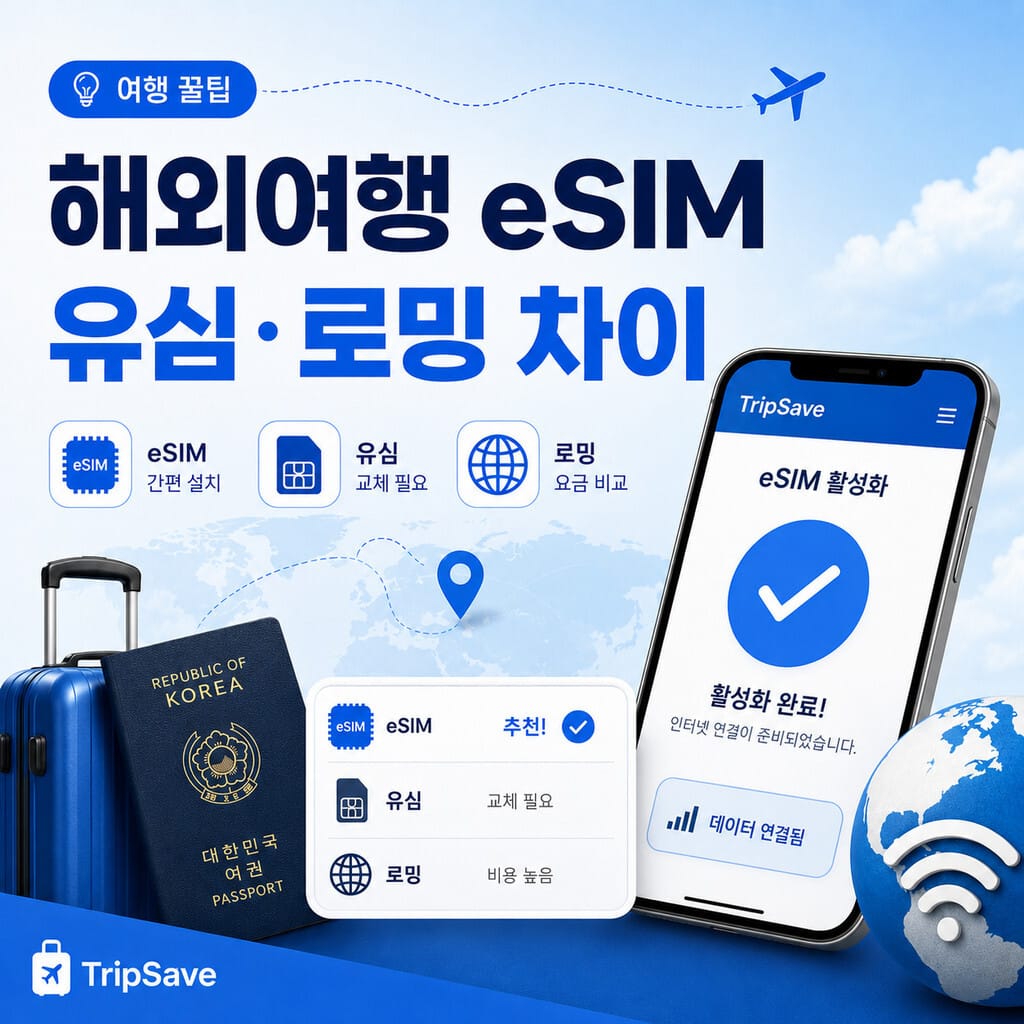 해외여행 eSIM과 유심 로밍 차이 비교